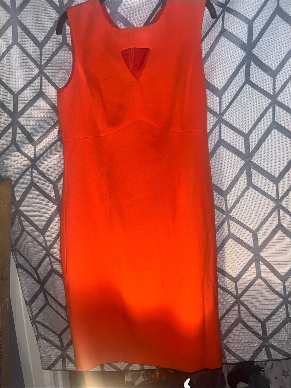 Kasper Red Sleeveless Sheath Dress with Front Cutout